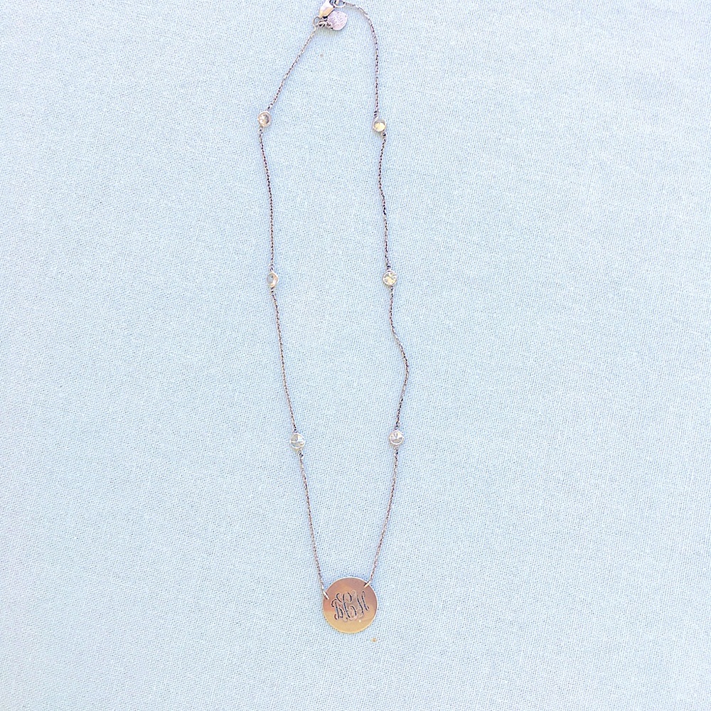Jane Basch Designs Monogram Necklace Crystal Chain